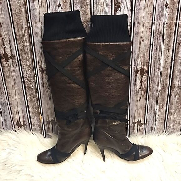 Stella McCartney Heeled Stiletto Sock Cuffed Knee High Boot 6.5 - Picture 5 of 16